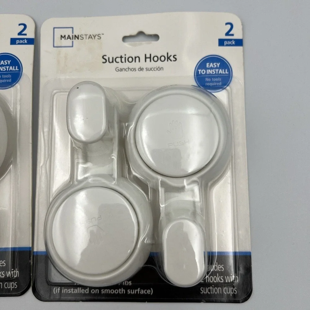 Mainstays Suction Hooks  Set of 2 Total Lot Of 2 -‎ 4 Total Pieces NEW